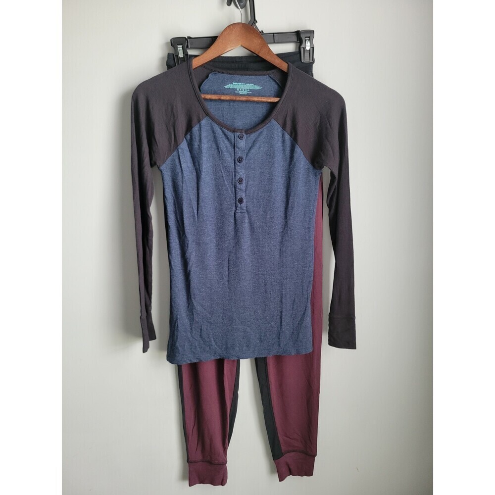 Tommy John Lounge Henley  Medium Blue Black Maroon Thermal/cotton Jogger Set XS